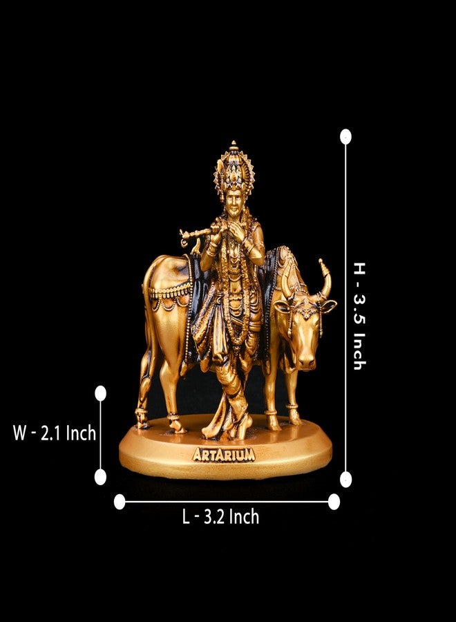 Artarium Handcrafted Krishna with Cow Murti Idol Statue Janmashtami Showpiece for Car Dashboard Home Decor Office and Table Decorative (Krishna with Cow 3.5 Inch) - Image 4